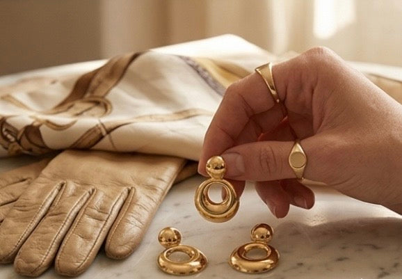 Boucles d’Oreille Pendantes Dorées — Acier Inoxydable
