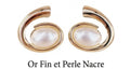 Grandes Boucles d’Oreille Dorées aux Perles — Acier Inoxydable