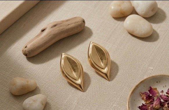 Grandes Boucles d’Oreille Dorées — Acier Inoxydable
