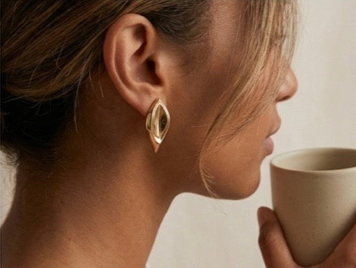 Grandes Boucles d’Oreille Dorées — Acier Inoxydable