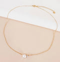 Collier Perles et Strass Doré — Acier Inoxydable