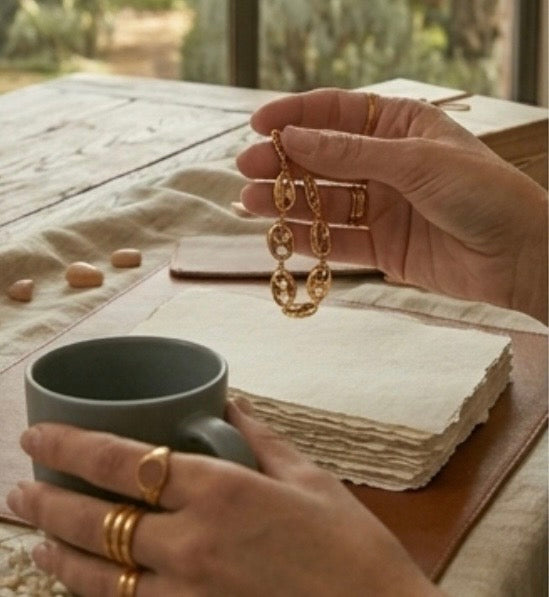 Bracelet Grain de Café Doré — Acier Inoxydable